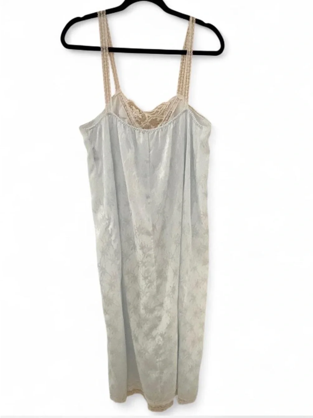 Vintage Dior Cream Lace-Trim Slip Chemise with Floral Jacquard - Picture 2 of 4